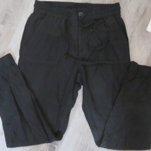 TAHARI Black PANTS Elastic Waist Zip Front & Ties Small (K322) - Picture 1 of 6